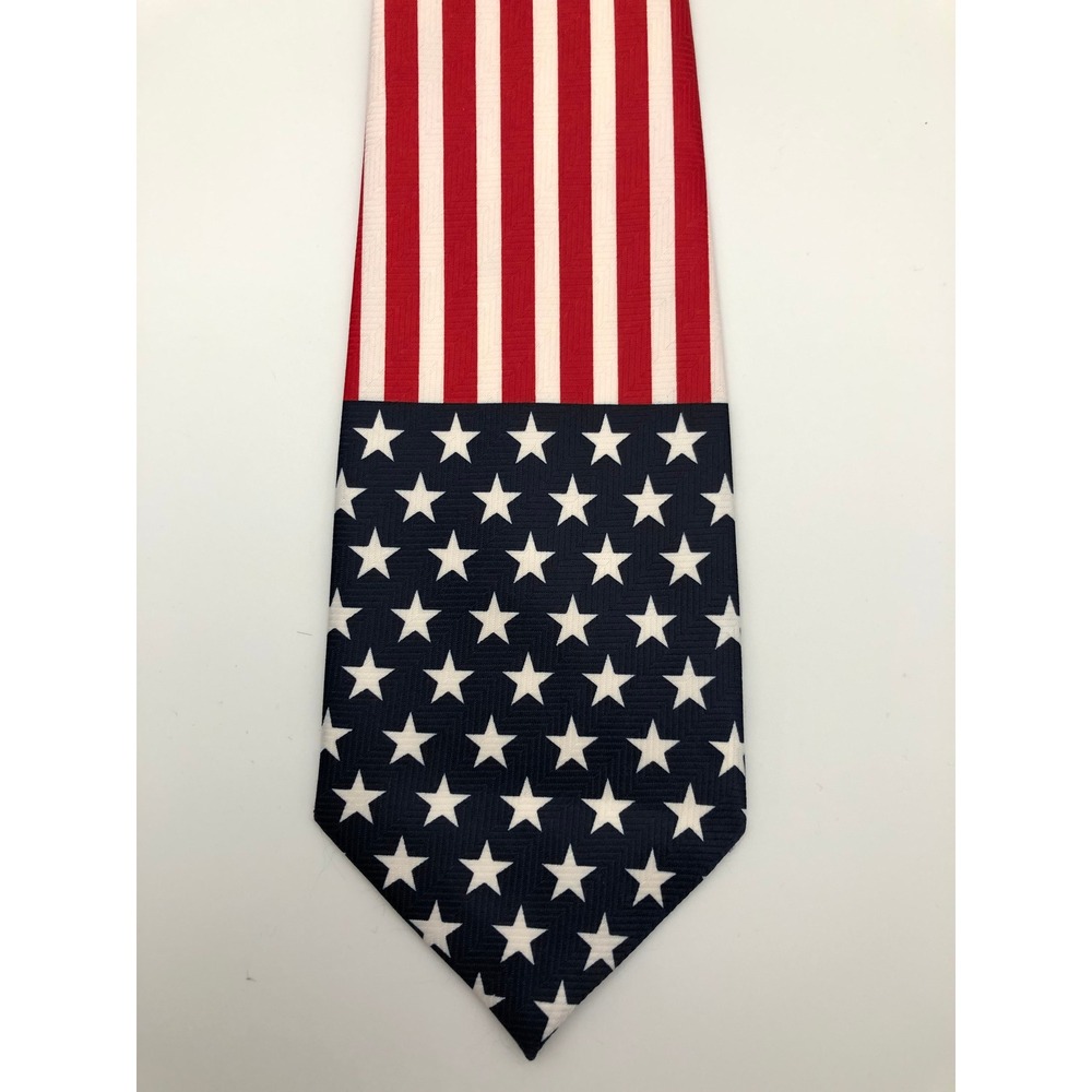 Pascal High Fashion American Flag Tie Mens Red White Blue Stars Stripes Handmade